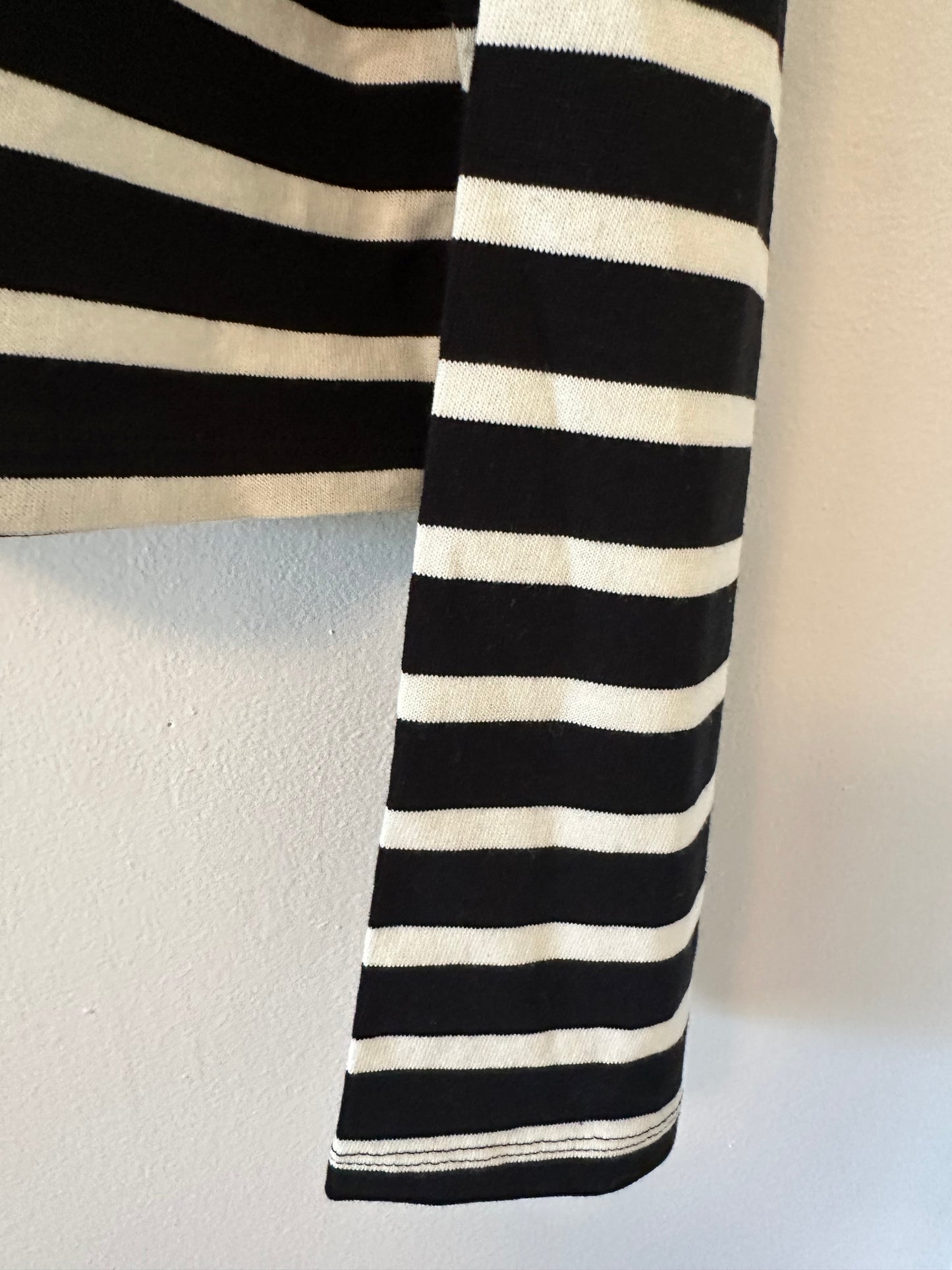 J. Crew Black and White Striped Cropped Women's Top Size Medium