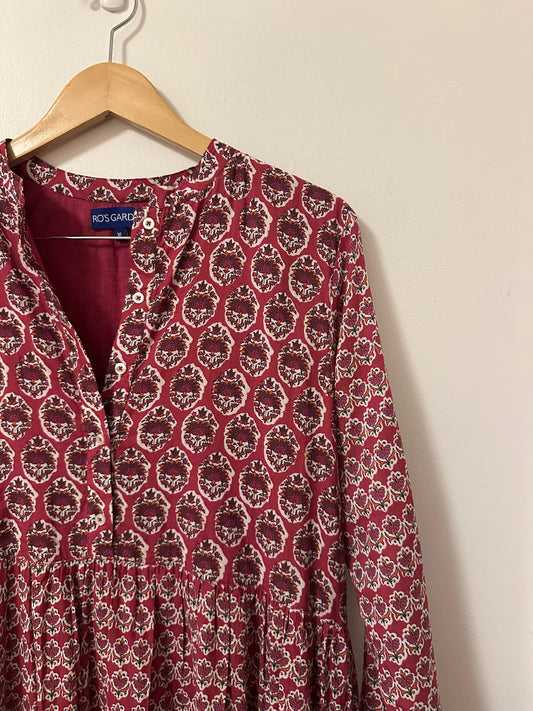 Ro’s Garden Red Long Sleeve Boho Cotton Maxi Dress | Size XL