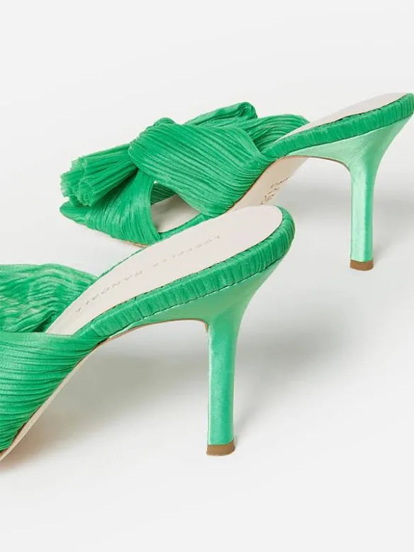 Loeffler Randall Women's Claudia Clover Pleated Bow Mule Sandals Size 9