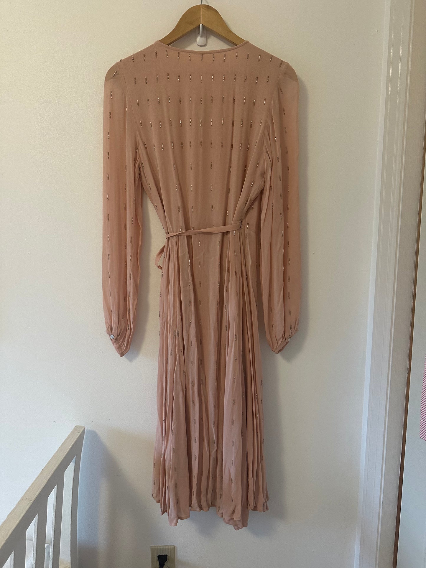 NWT Chan Luu Embellished Blush Pink Wrap Dress Size Medium