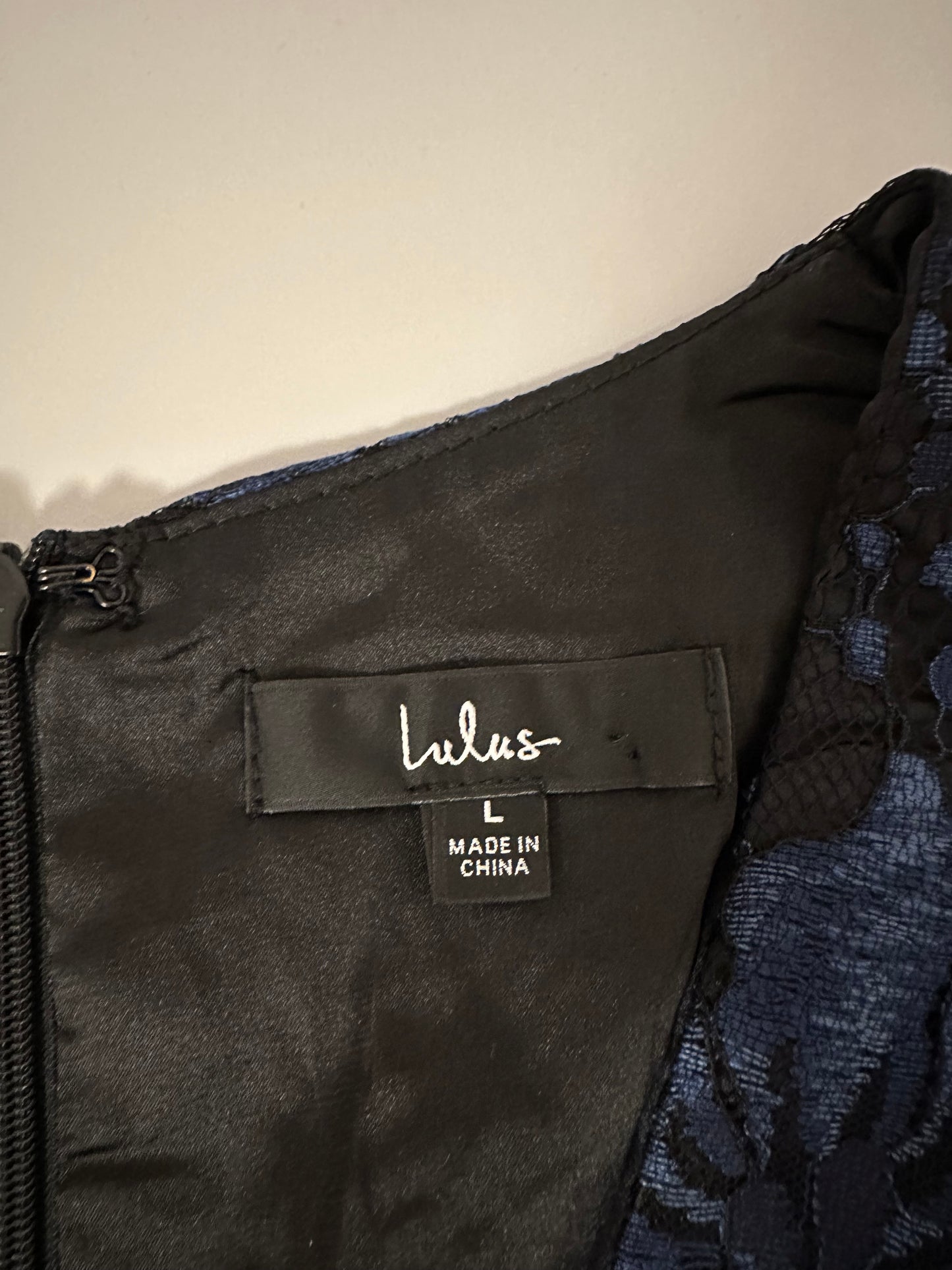 Lulu's Molinetto Navy Blue Lace Ruffled Tiered Sleeveless Maxi Dress | Size Large