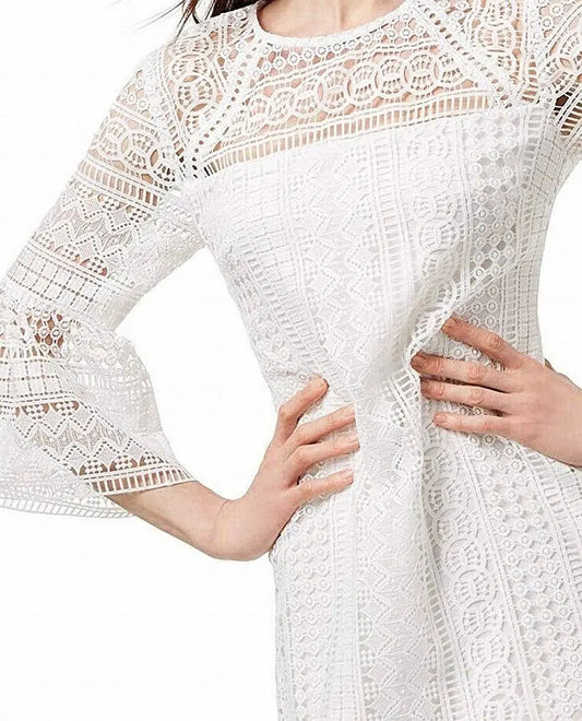 Trina Turk White Crochet Shift Dress - Large