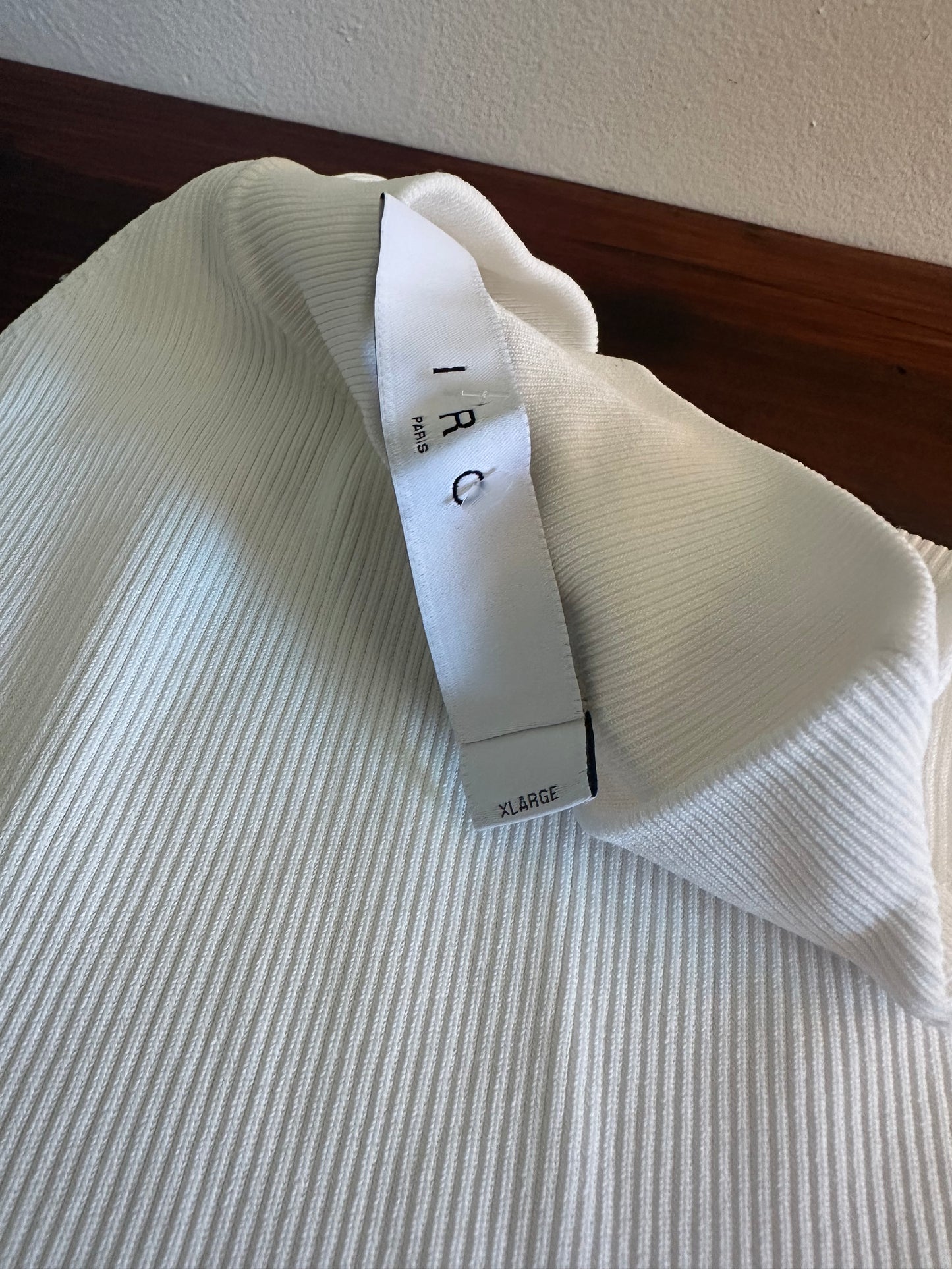 IRO Paris Alexia White Ribbed Sleeveless Top - Size XL