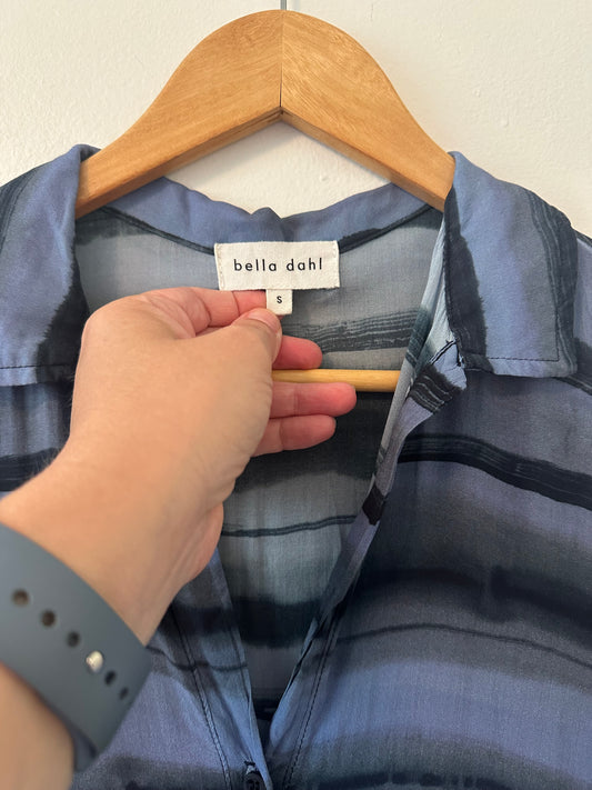 Bella Dahl Blue Striped Lightweight Women's Button Down Top Size Small