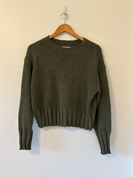 J. Crew Cotton Blend Forest Green Crew Neck Sweater | Size Small