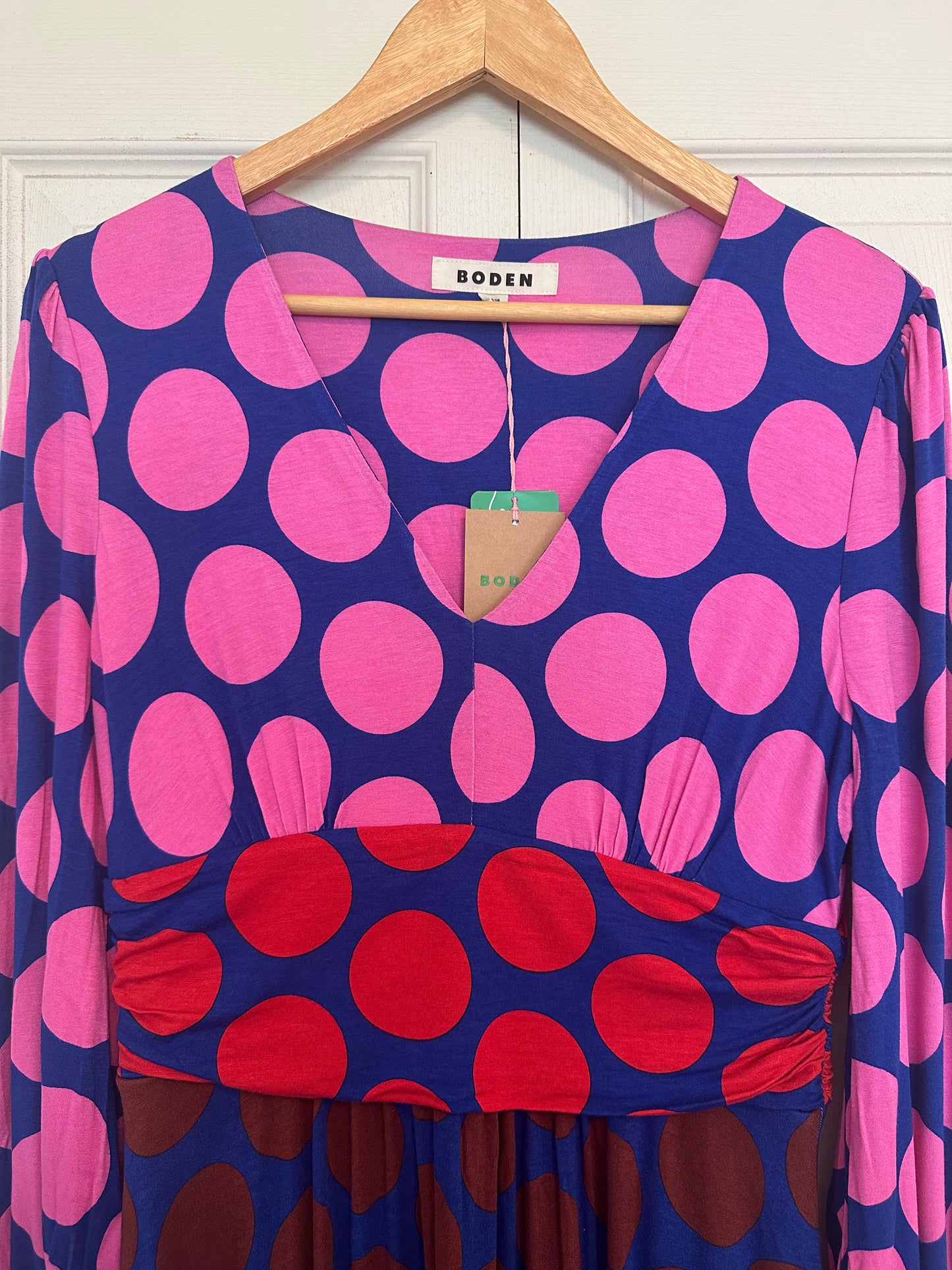 NWT Boden Daphne Jersey Maxi Dress in Pink Tourmaline, Large Spot - Size 8