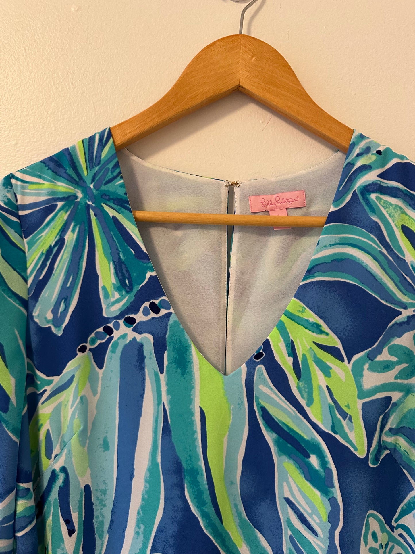 Lilly Pulitzer Rosalia Blue and Green Printed Long Sleeve Dress - Size 4