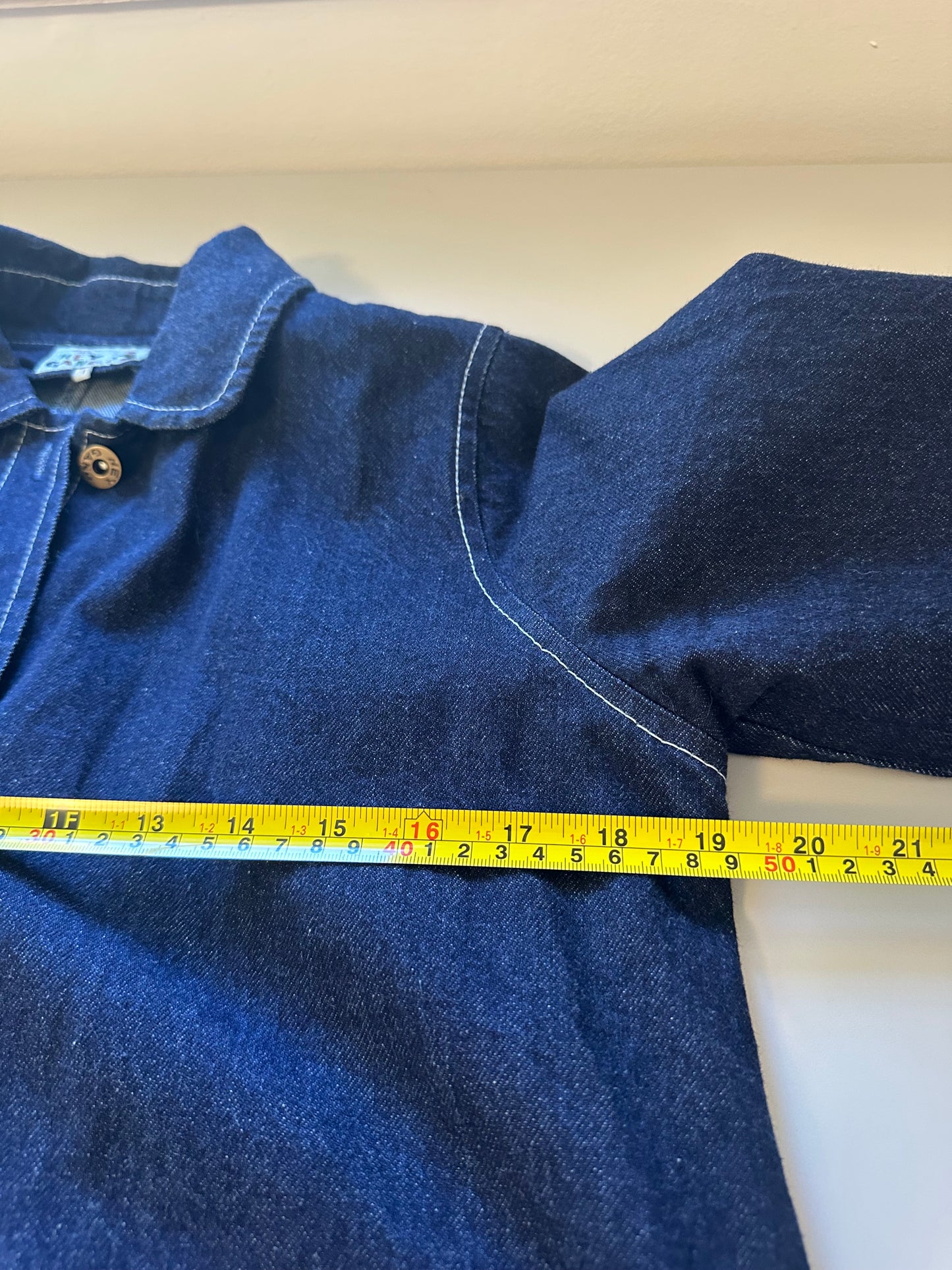 Hey Gang Denim Chore Jacket with Peter Pan Collar in Cotton | Size 1