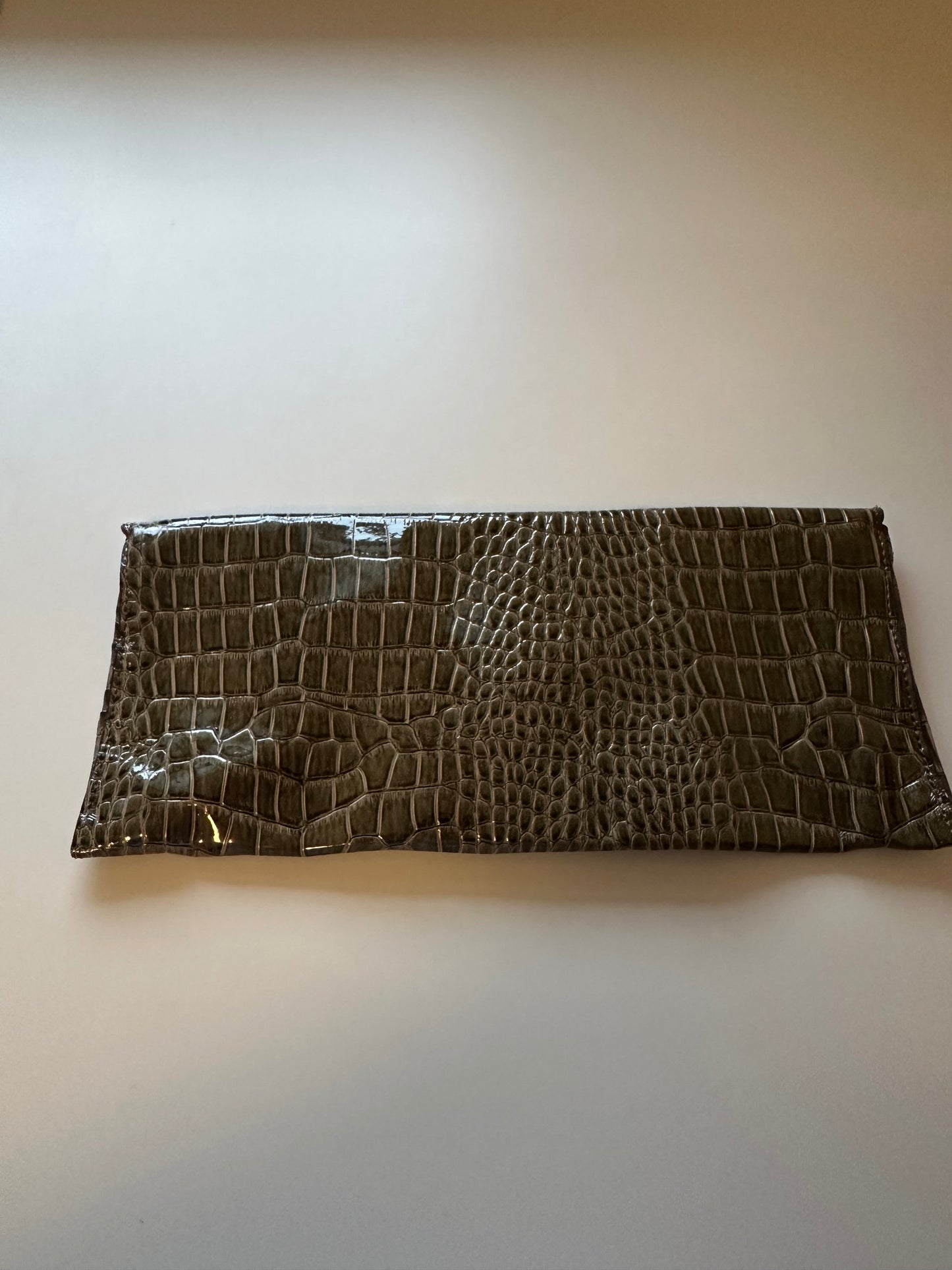 Lilly Pulitzer Crocodile-Embossed Clutch Purse in Brown
