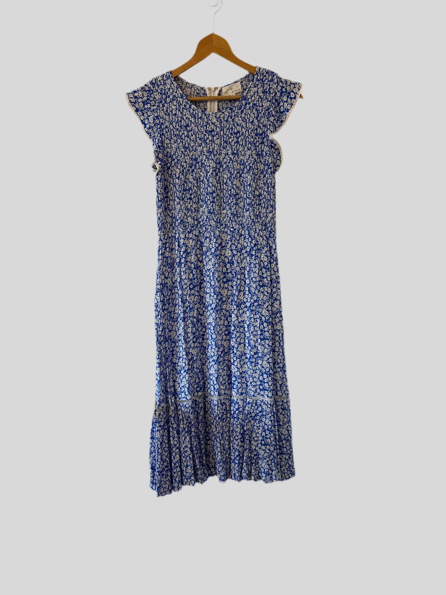 Lost + Wander Pick Me Blue Floral Print Midi Dress Size Small