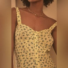 Anthropologie Yellow Floral Women's Pointelle Romper | Size Small