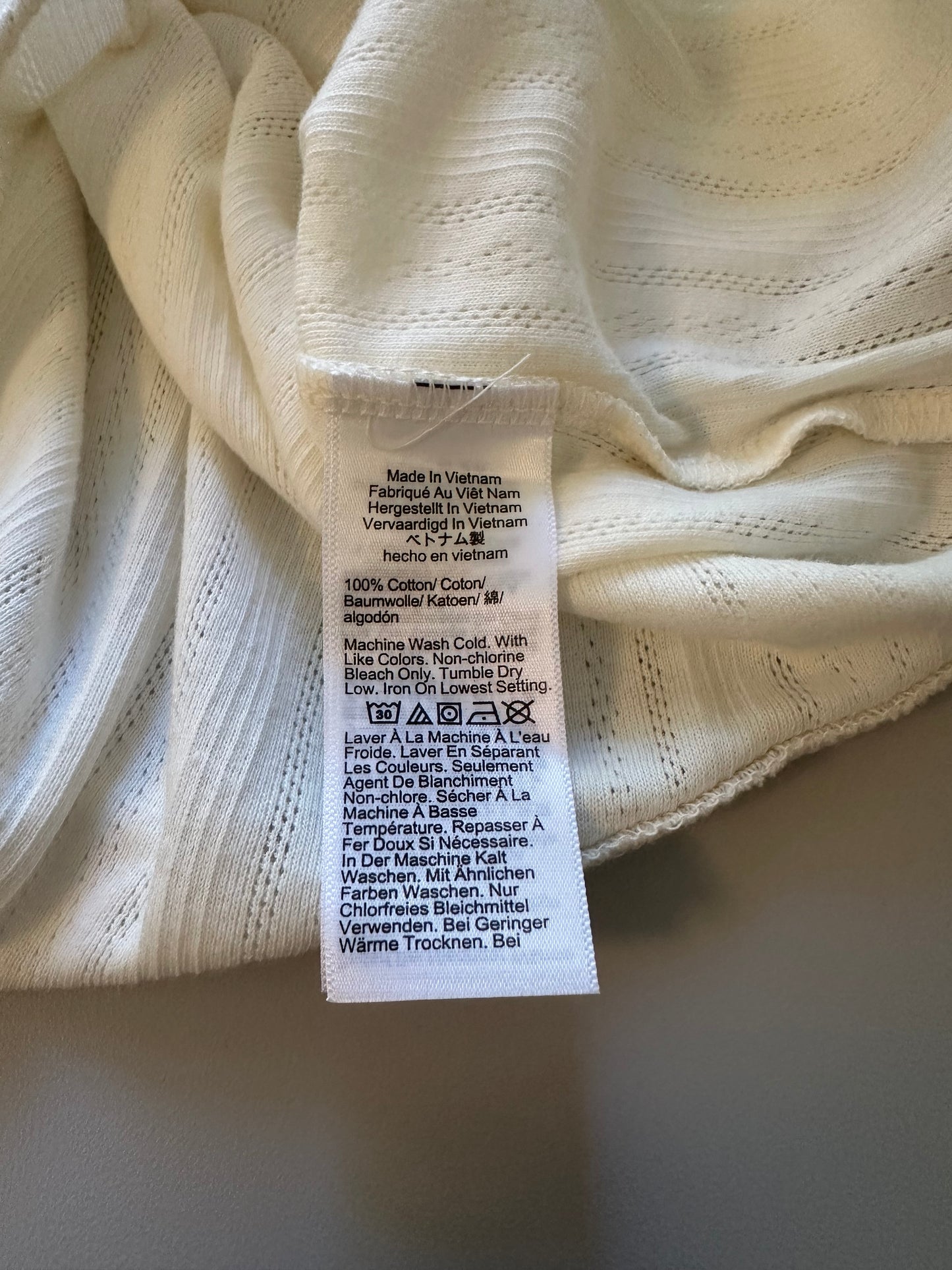 J. Crew Pointelle Cotton Long Sleeve Bodysuit in Ivory | Size Small