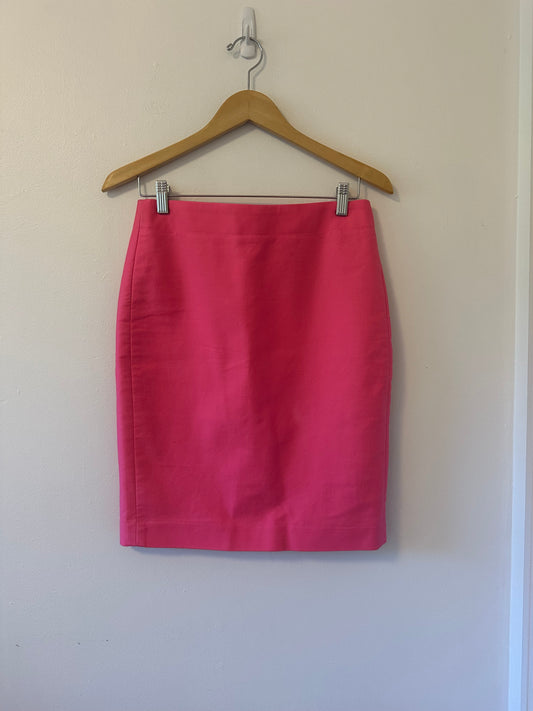 J. Crew - Bright Pink Stretch Cotton Poplin Pencil Skirt | Size 2