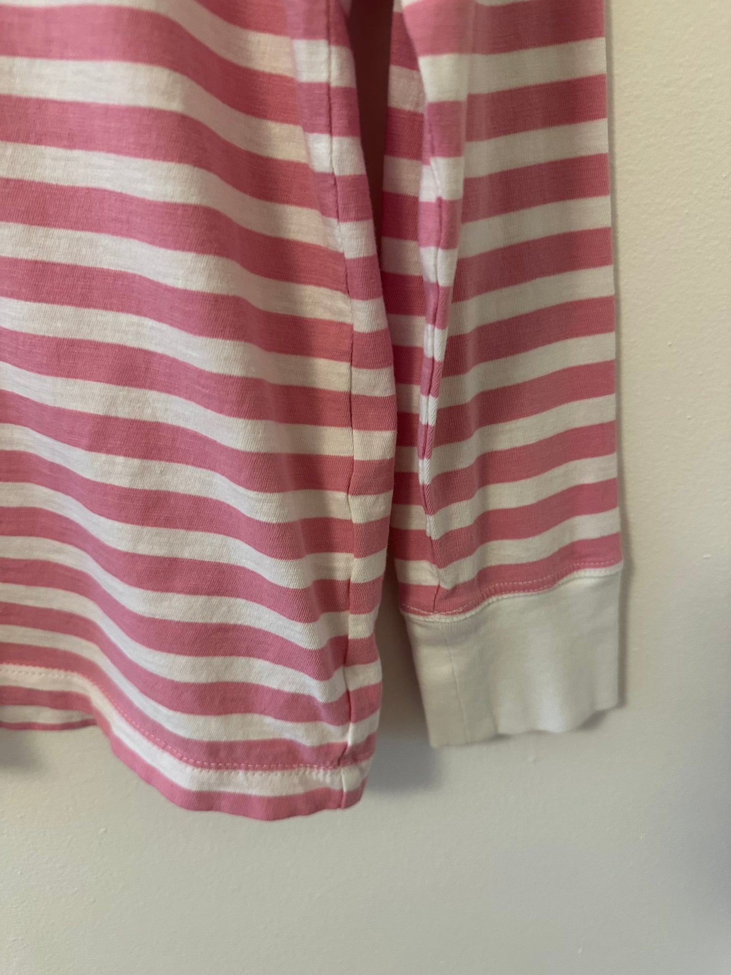 J.Crew Pink and White Striped Long Sleeve Slub Shirt - Size Medium
