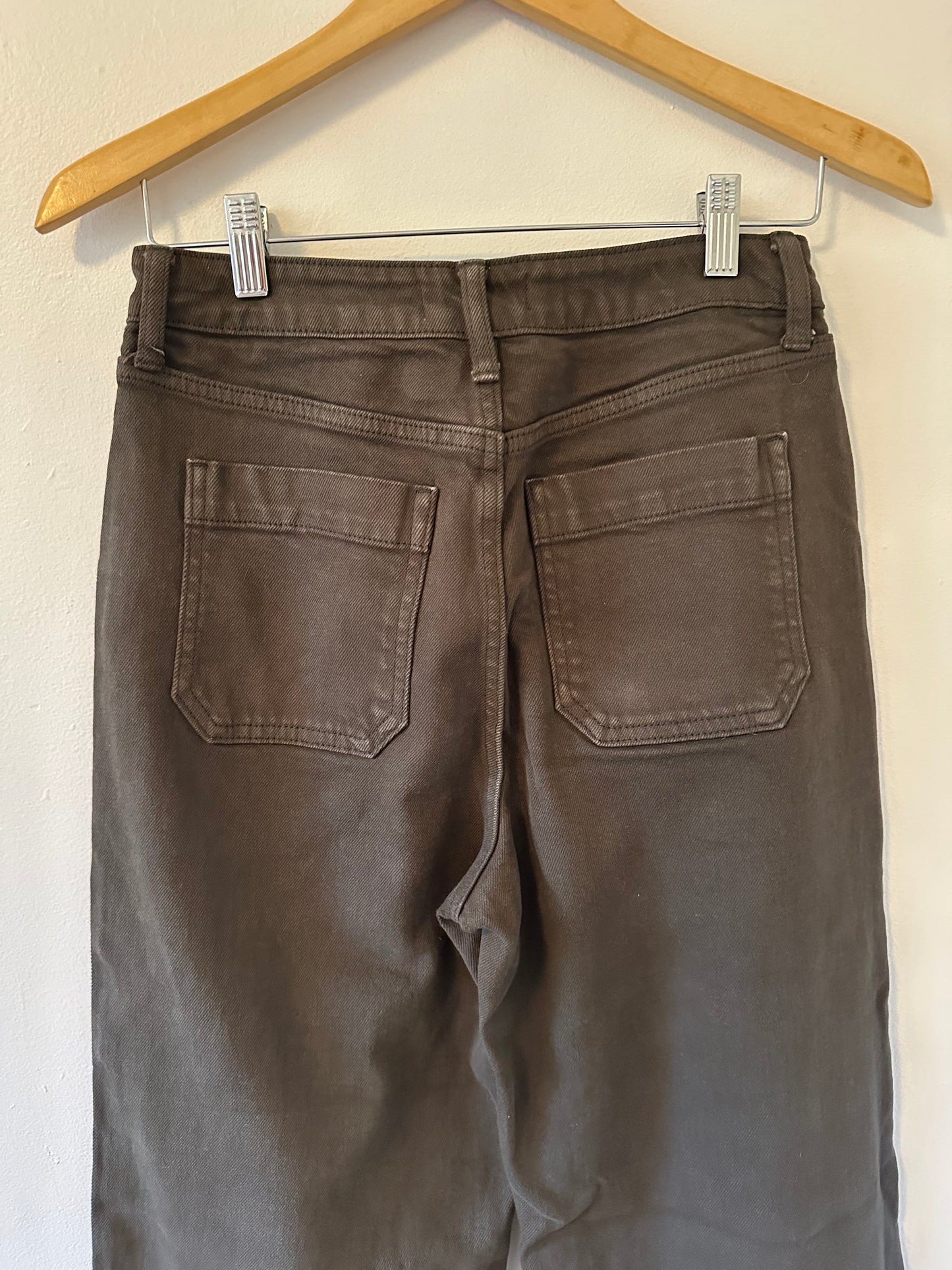 Just Black Brown Denim Patch Pocket Wide Leg Jeans | Size 27