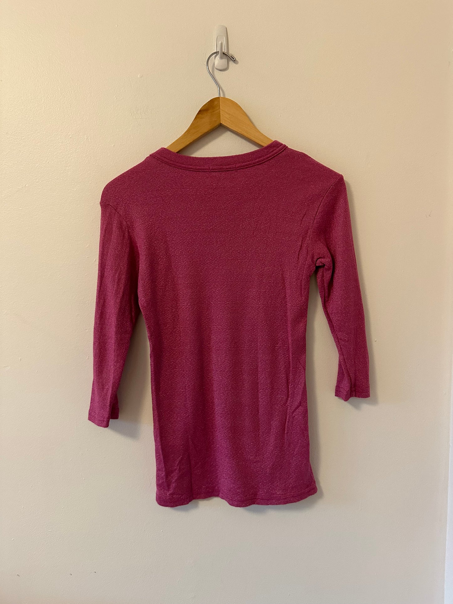 Michael Stars Shine Berry Pink Knit 3/4 Length Sleeve Top | One Size