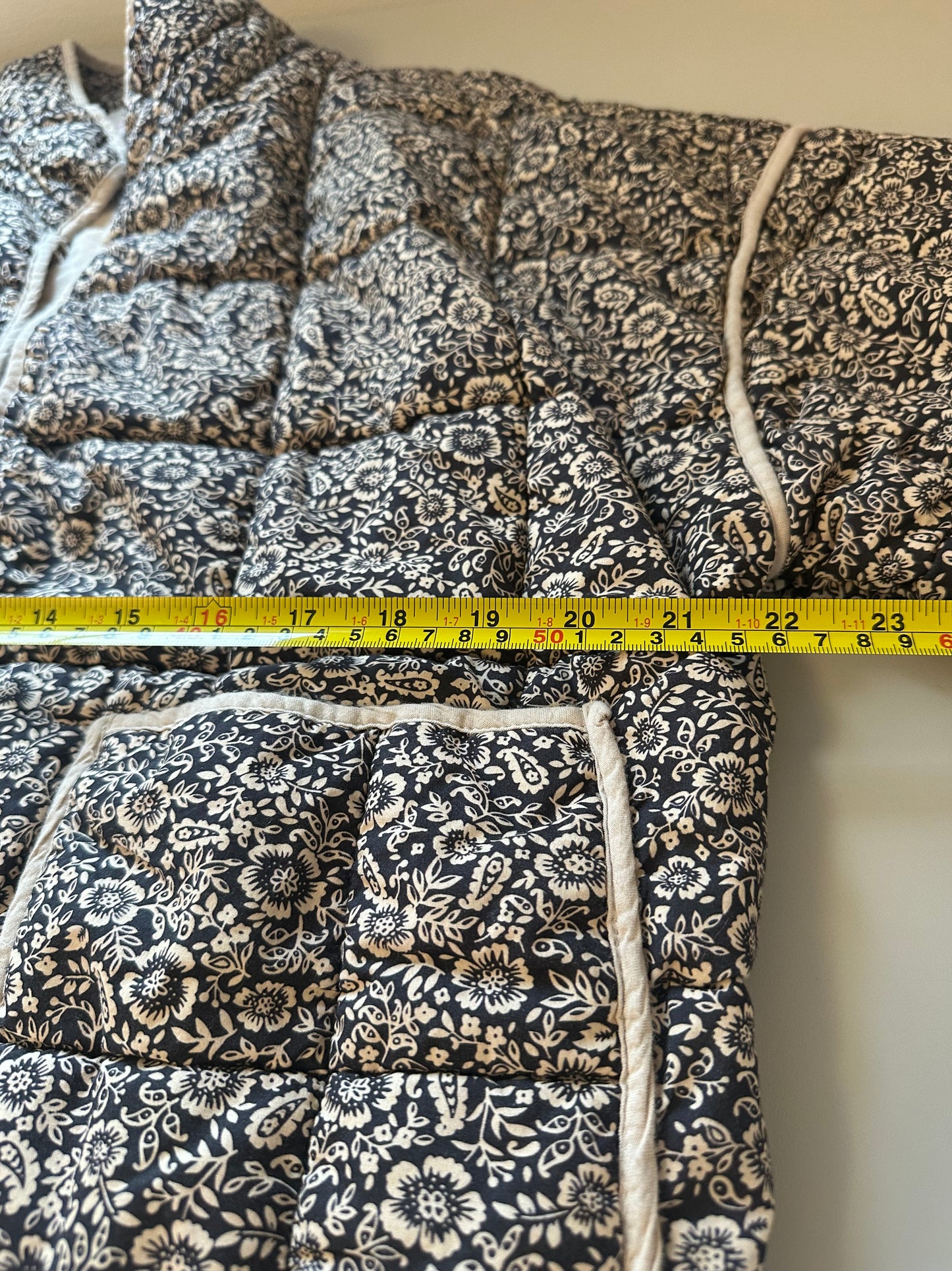 Entro Floral Cotton Quilted Jacket with Patch Pockets | Size Medium