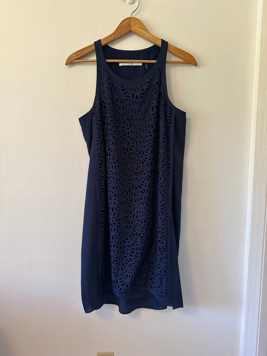 Susana Monaco Midnight Blue Laser Cut Mini Dress | Size 8