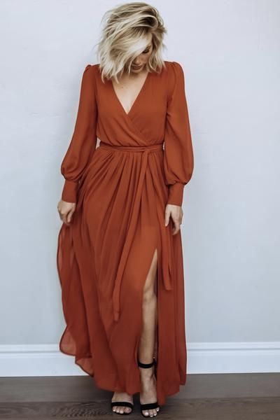 Baltic Born Celine Maxi Dress in Rust - Size Medium