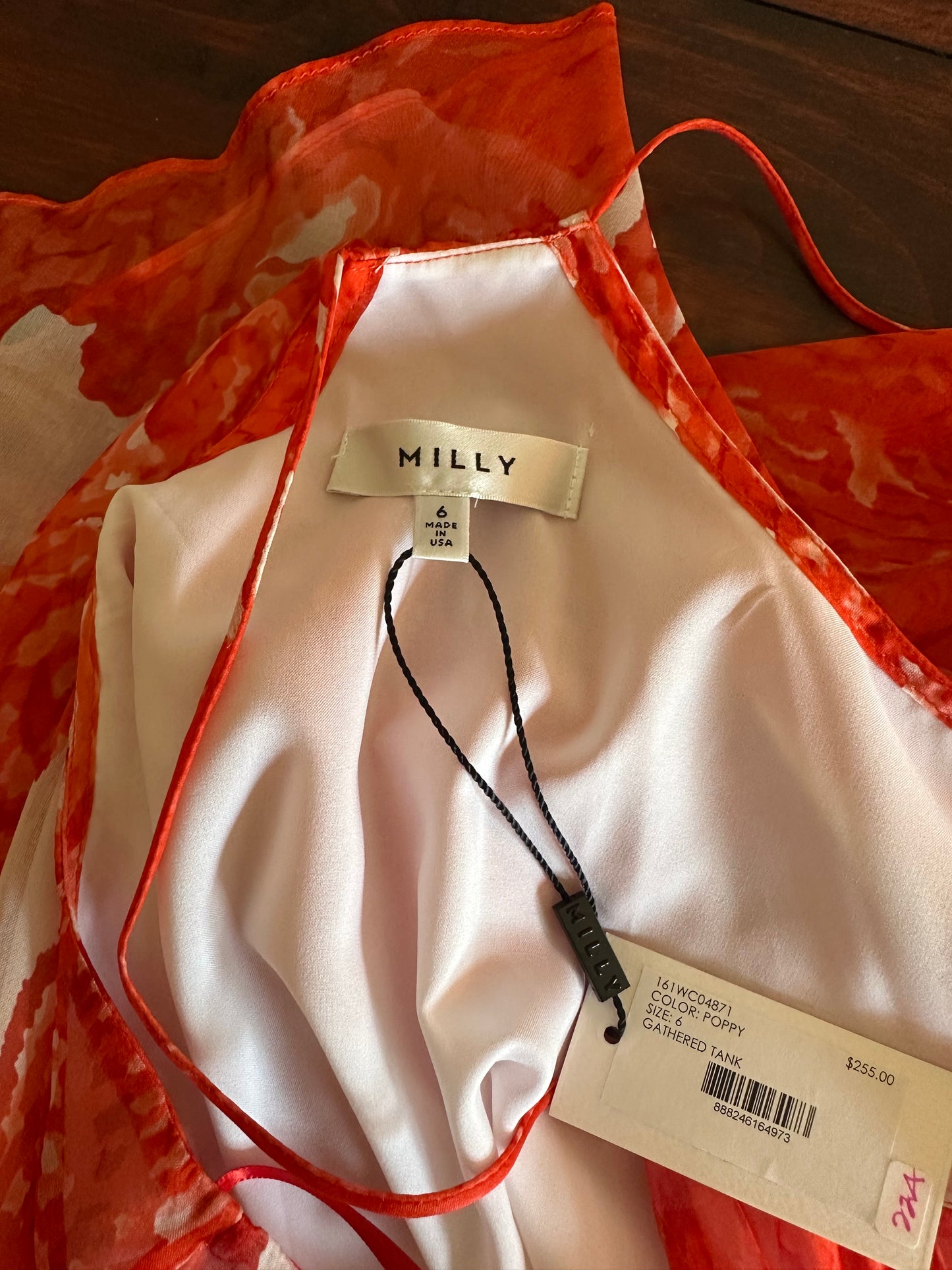 Milly Poppy Gathered Handkerchief Hem Tank Size 6