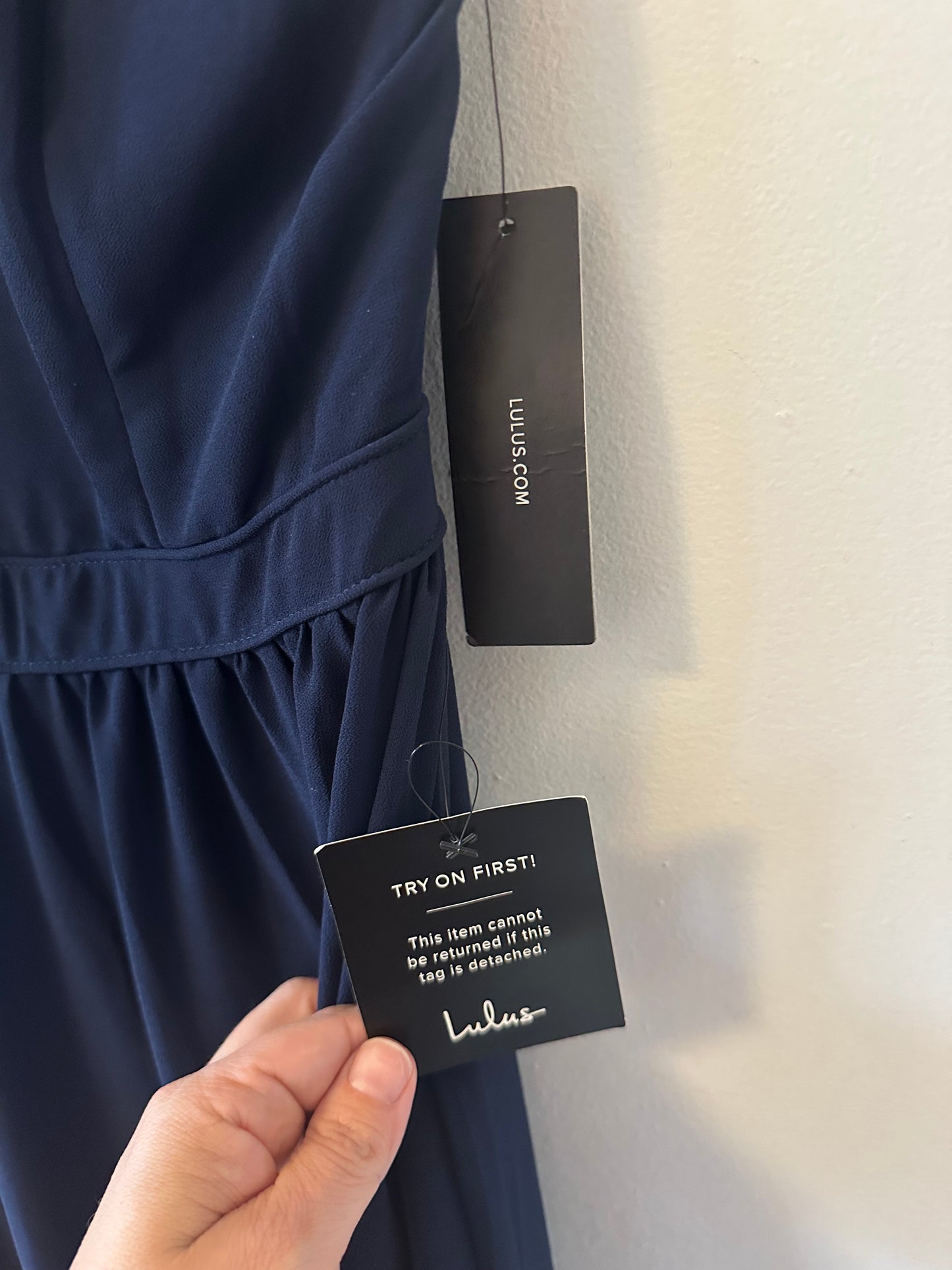 NWT Lulus Air of Romance Navy Blue Maxi Dress | Size Small