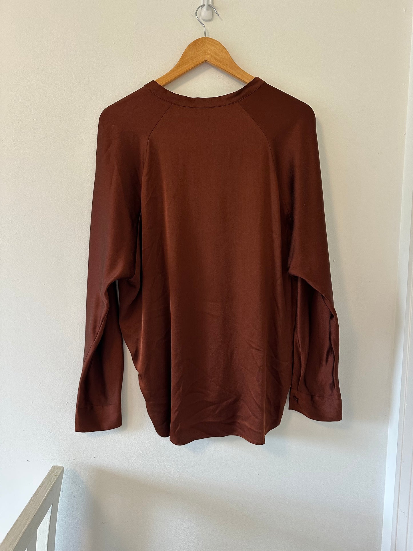 Vince Brown Silk Popover Top - Size Medium