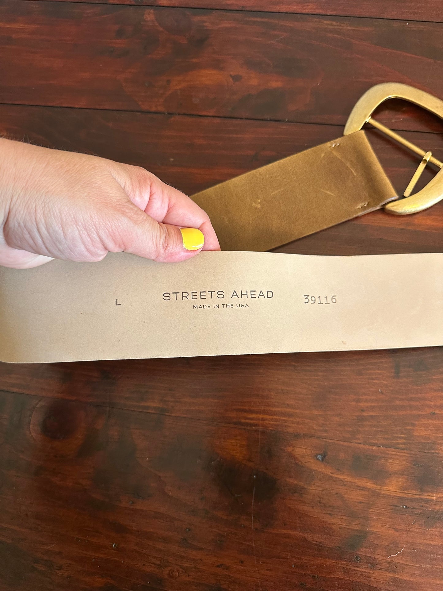 Streets Ahead Maxine Drop Waist Belt in Brown Leather - Size Large