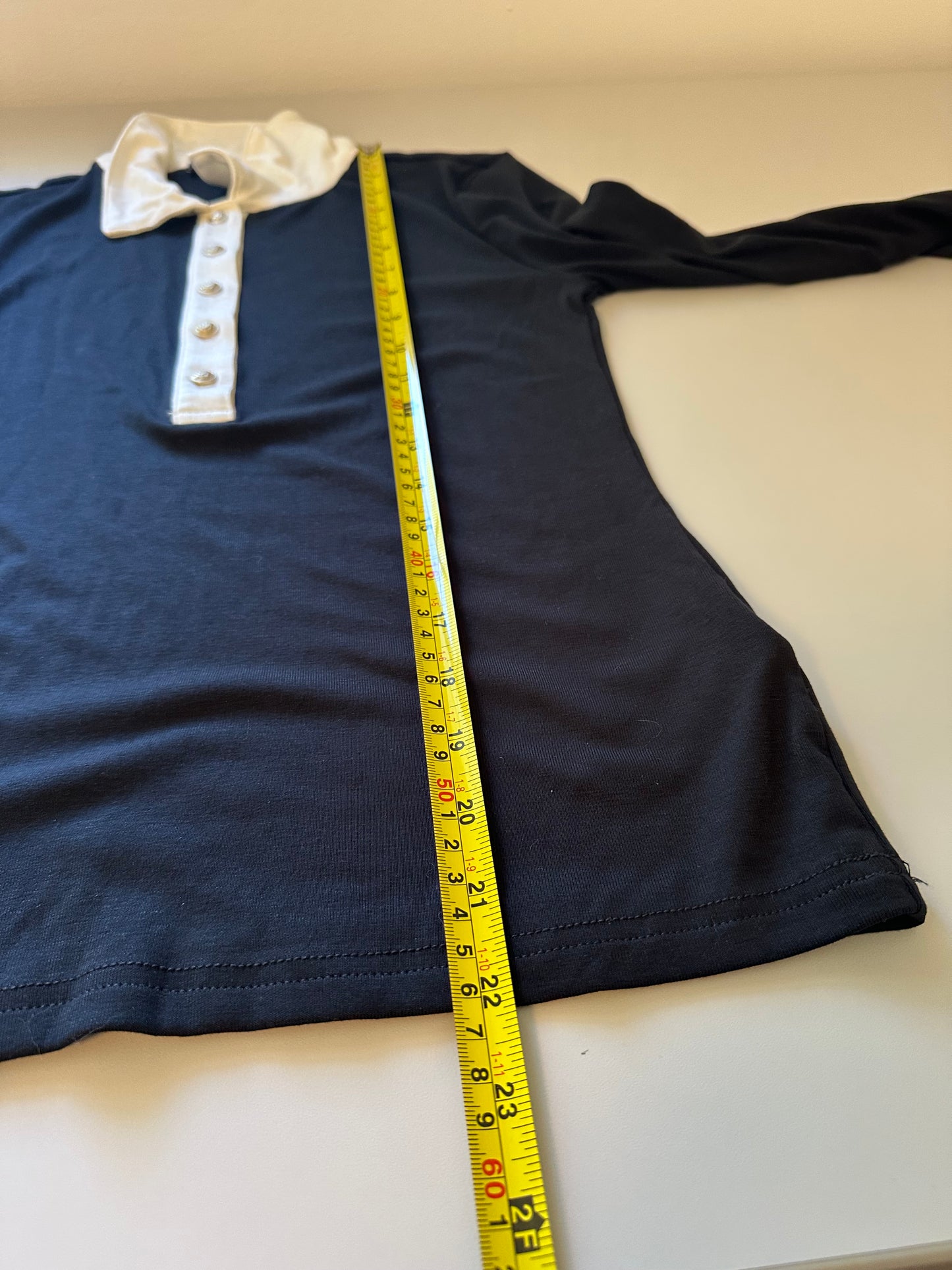 J.Crew Refined Rib Black and White Long Sleeve Polo Shirt | Size Small