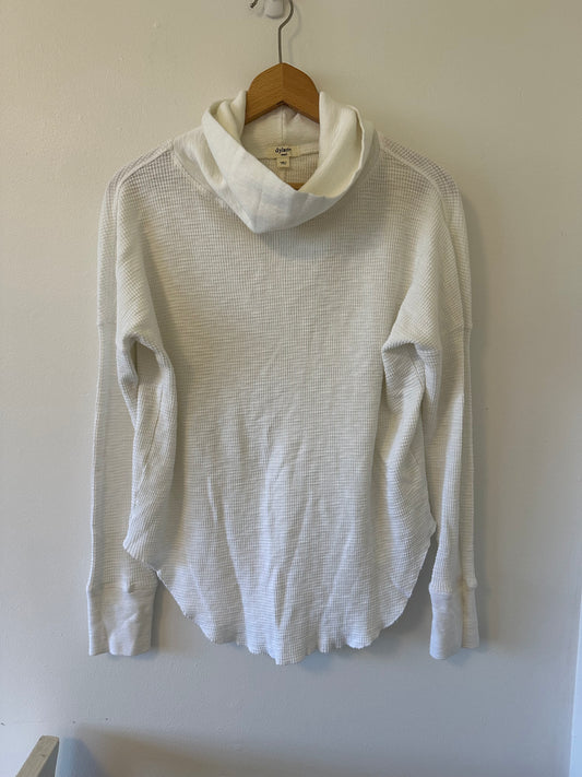 Dylan White Cowl Neck Waffle Shirt Size Small