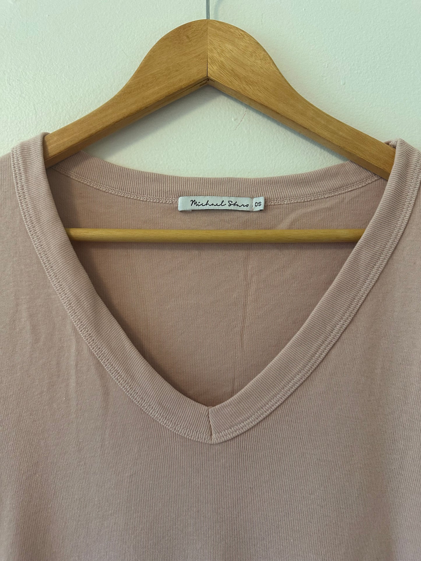 Michael Stars Pale Pink V-Neck Long Sleeve Top