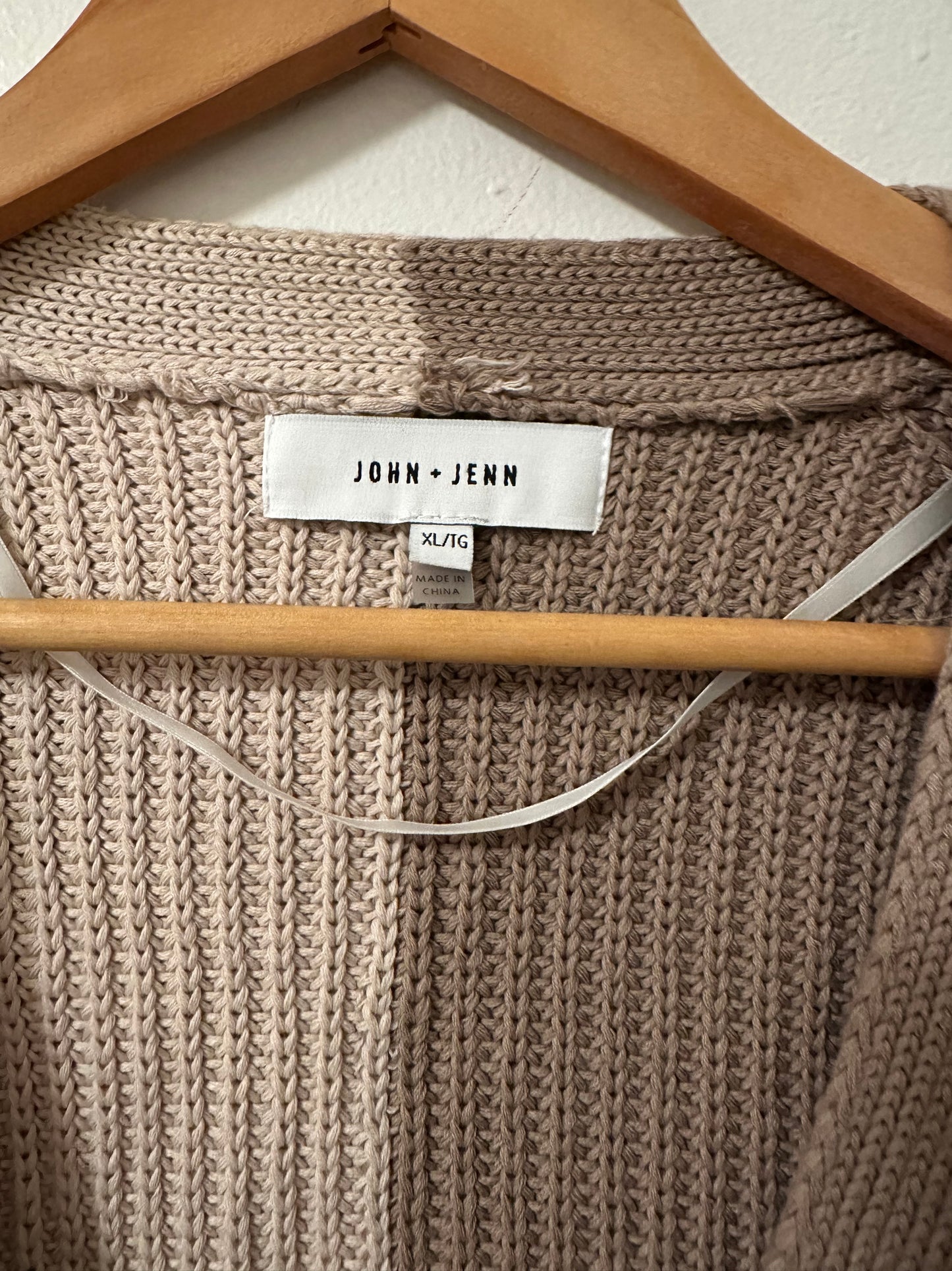 John + Jenn Beige and Tan Women's Colorblock Cotton Cardigan | Size XL