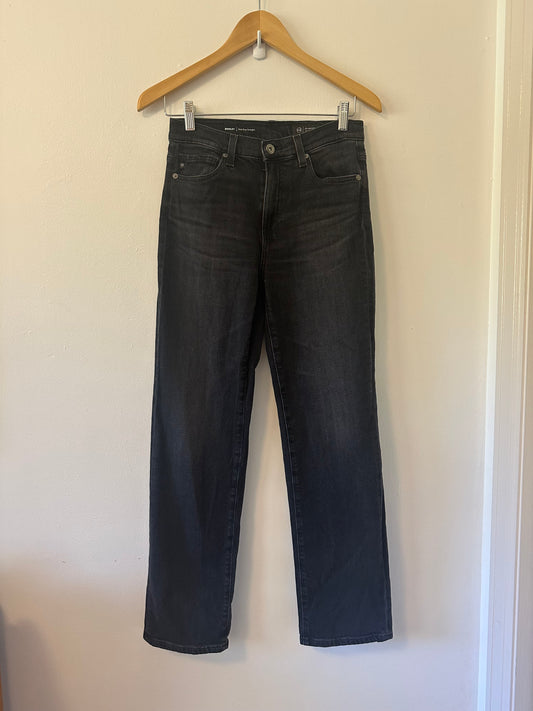 AG Adriano Goldschmied Brinkley Straight Leg Mid Rise Black Jeans | Size 25