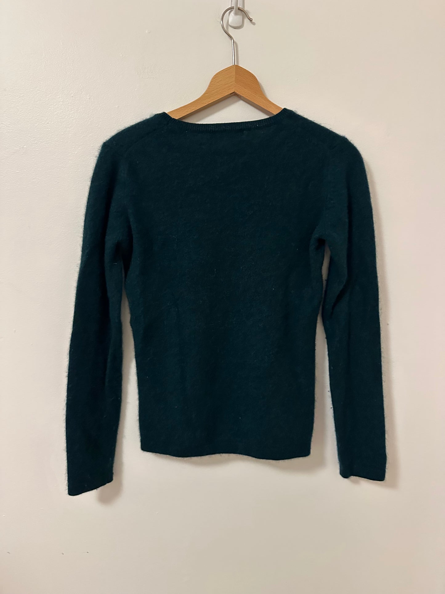 Claudia Nichole Women's Cashmere Sweater Green With Vermont Logo Size Small