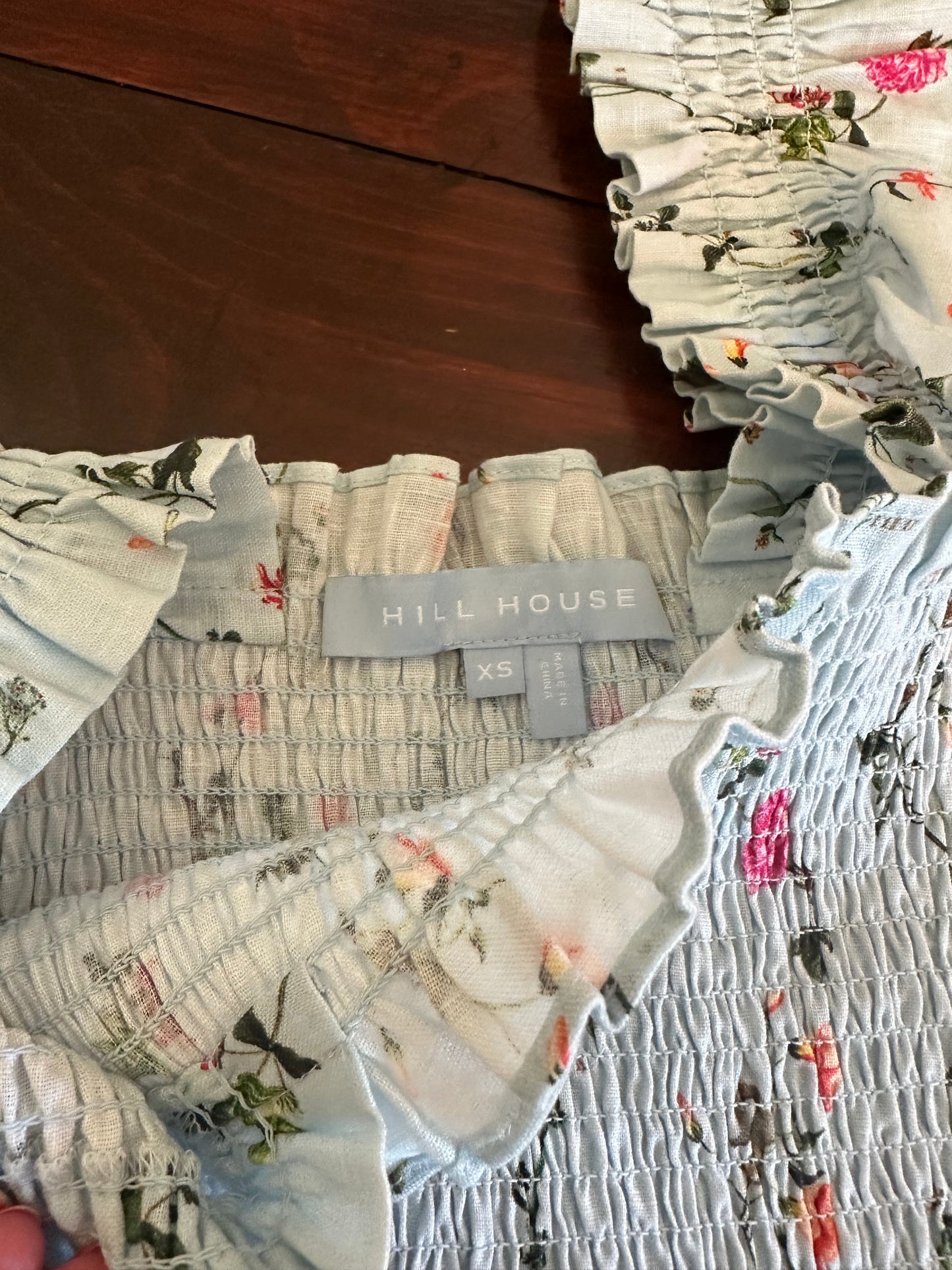 Hill House "The Paz Nap Top" in Blue Floral Linen - Size XS