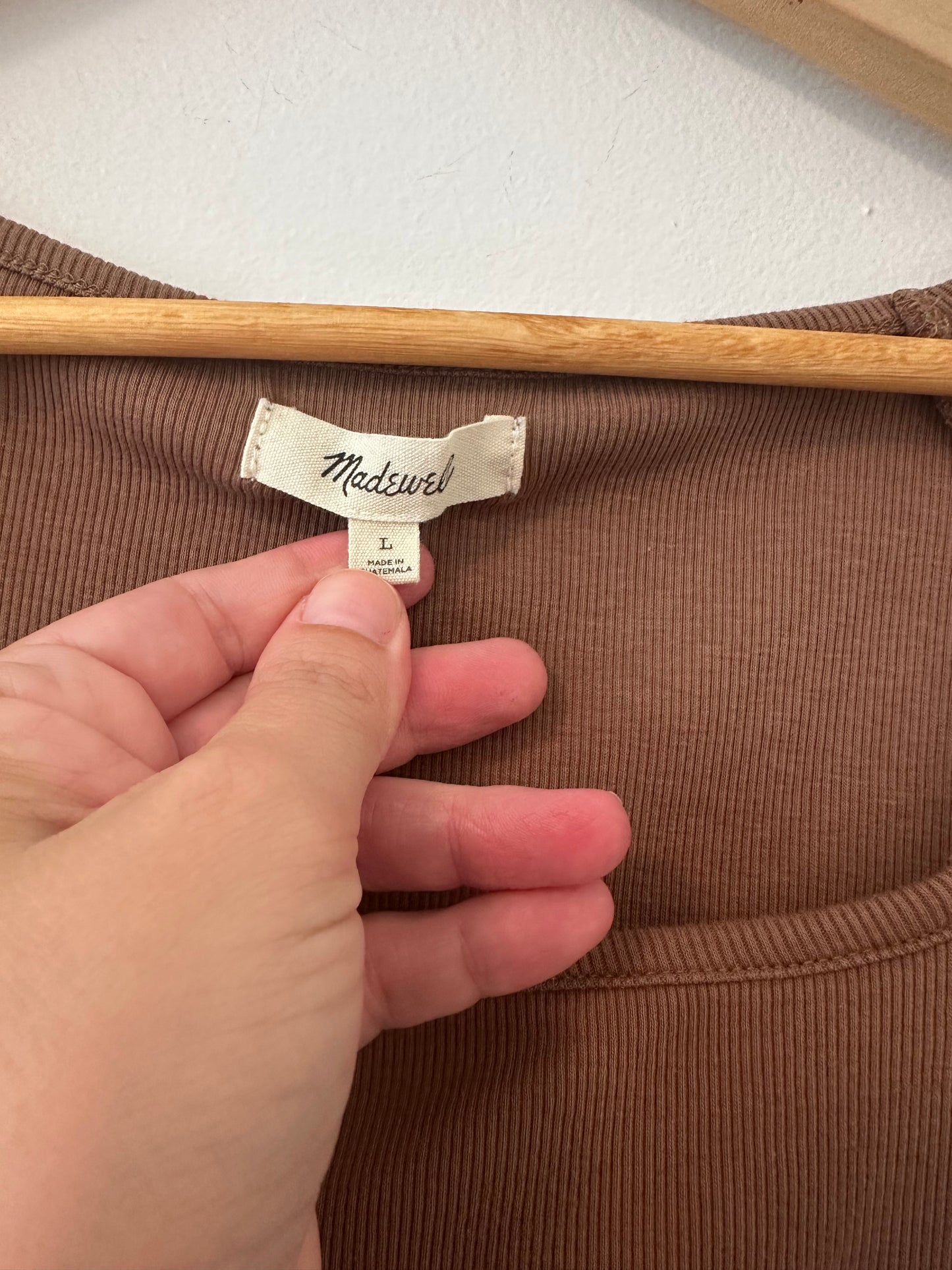 Madewell Brown Ribbed Cropped Women's Top Size Large