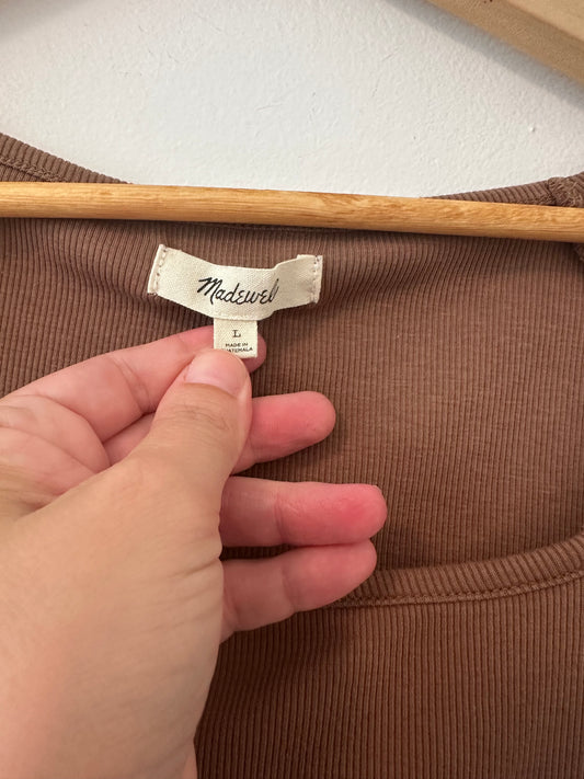 Madewell Brown Ribbed Cropped Women's Top Size Large