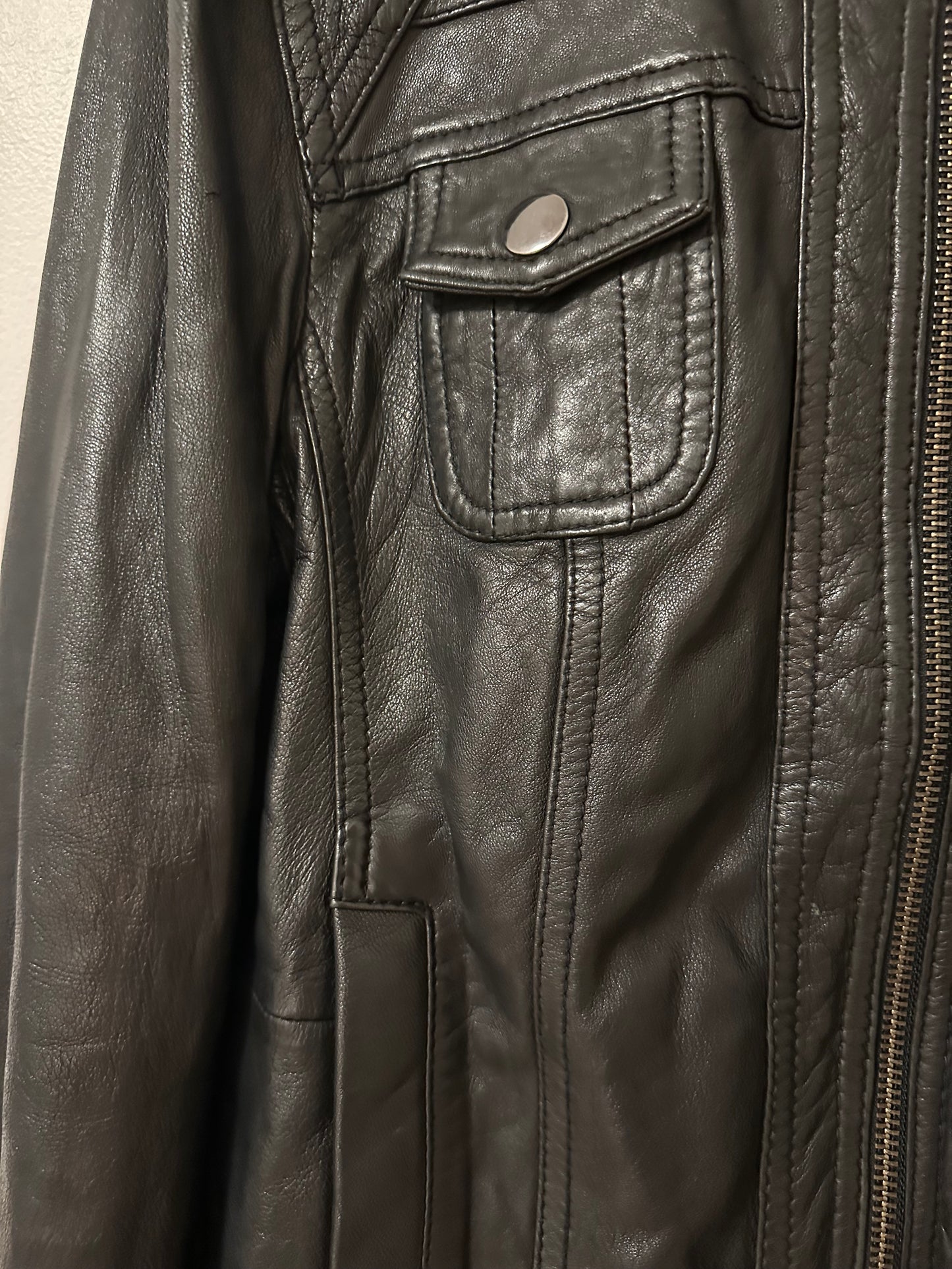 Black Rivet Women’s Black Leather Moto Jacket | Size Large