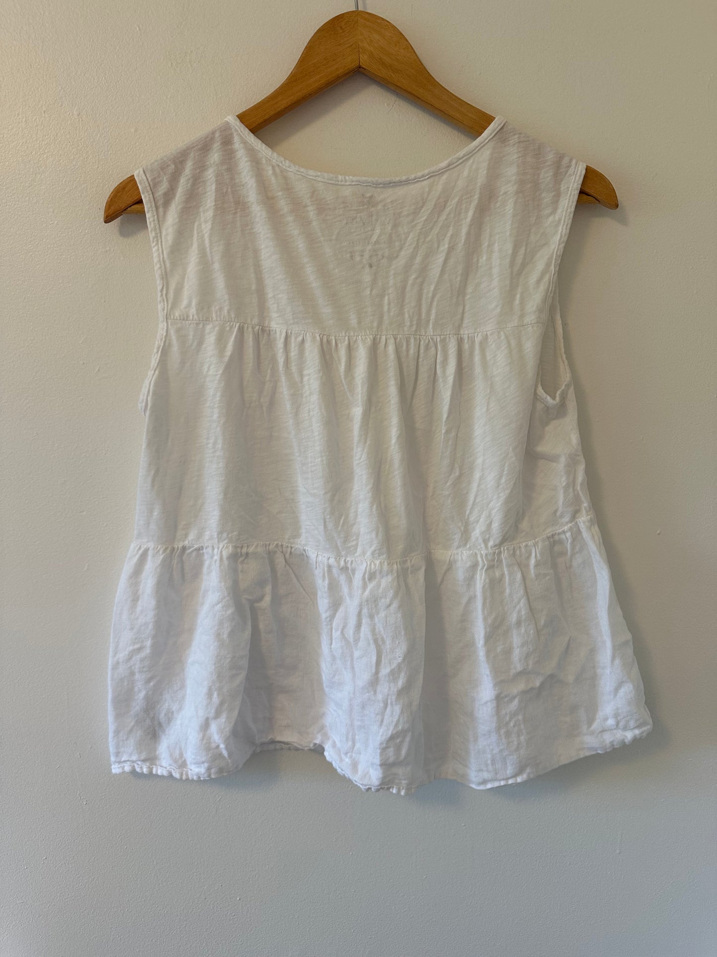 Velvet By Graham & Spencer Vintage Slub Ruffle Muscle Tank Top Size Small