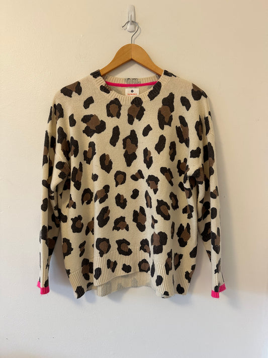 Sundry Women’s Leopard Print Wool Cashmere Blend Oversized Sweater | Size XS