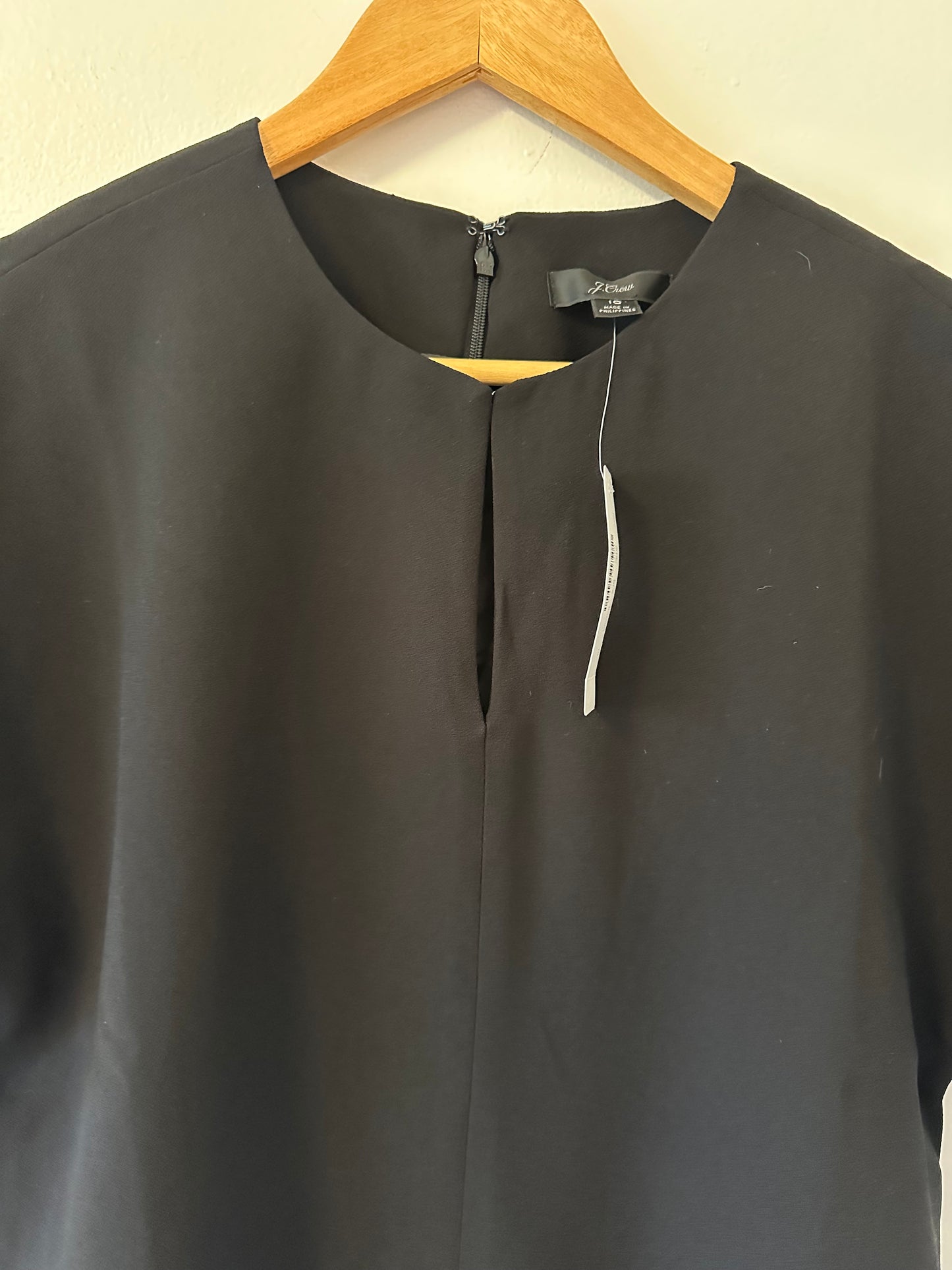 NWT J. Crew 365 Crepe Boxy Crop Blouse in Black - Size 10