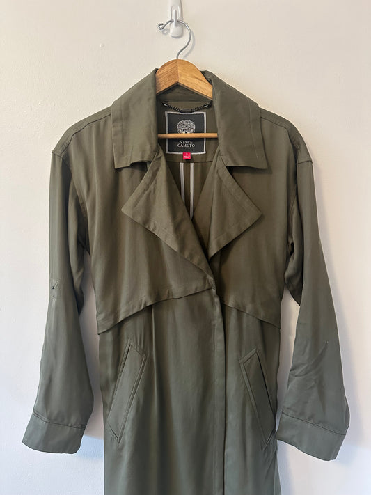 Vince Camuto Olive Green Women's Trench Coat | Size Small