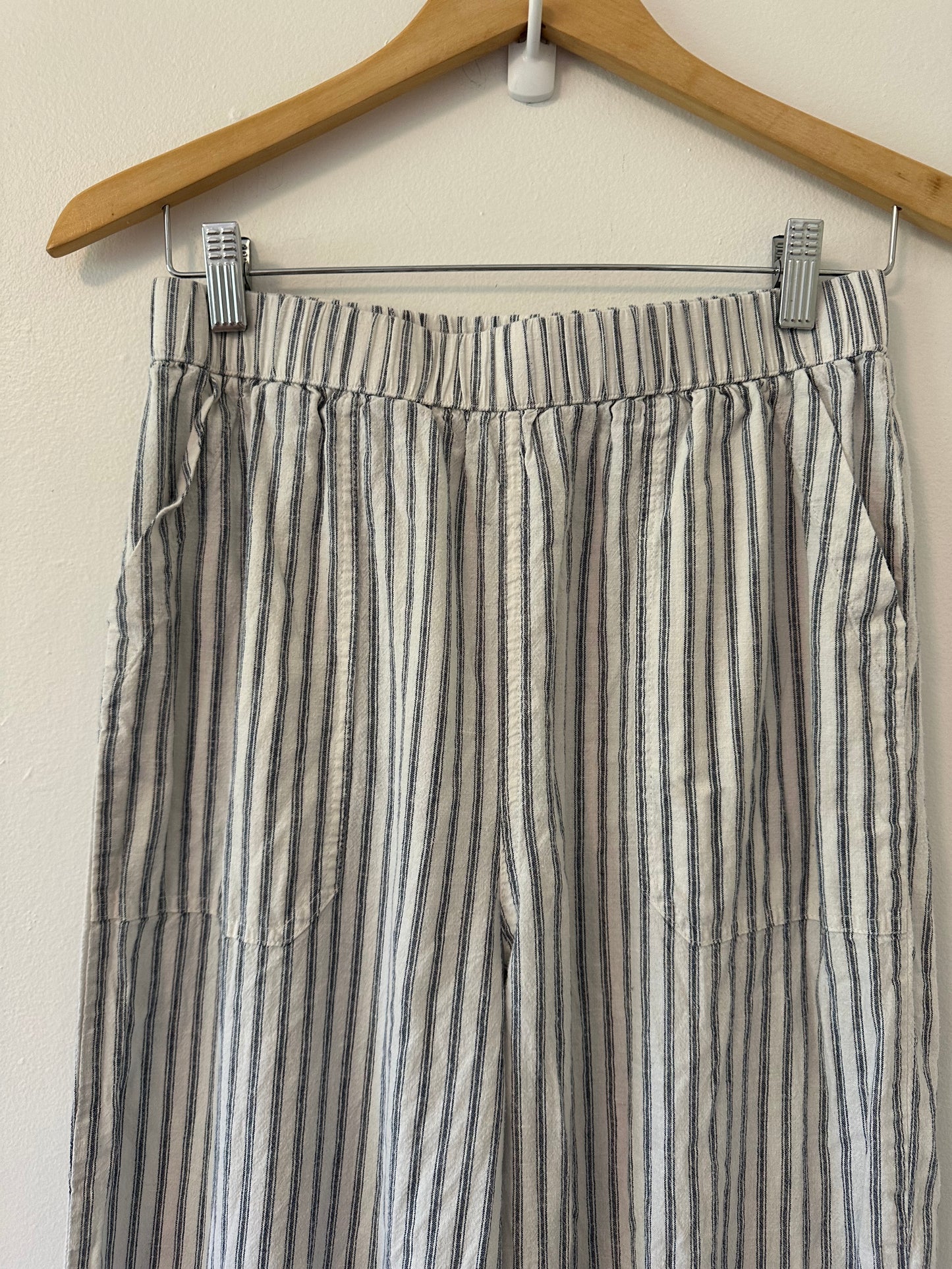 Marine Layer Allison Stripe Pull-On Wide Leg Hemp Blend Pants - Size Small