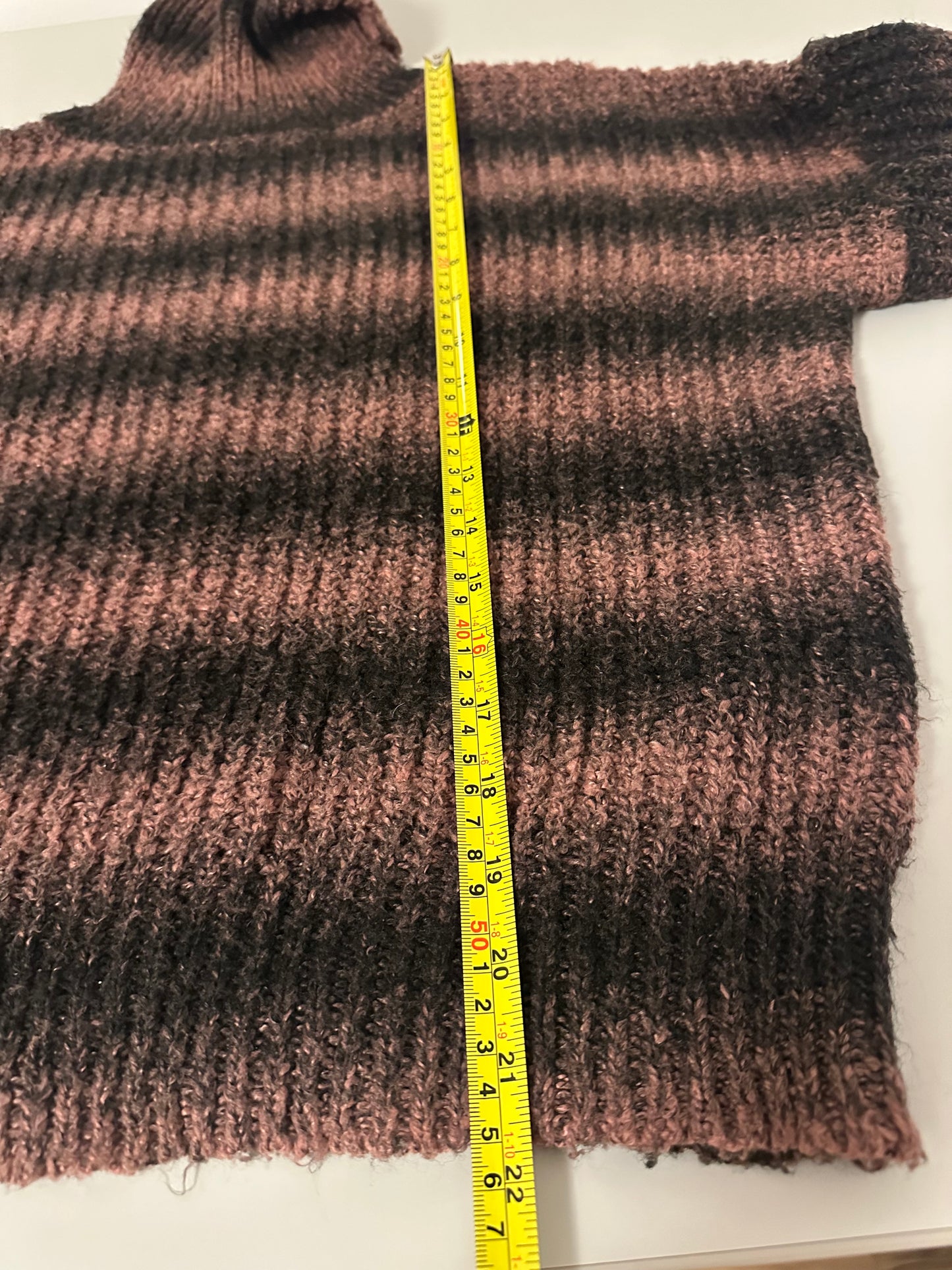 Lira Brown and Black Striped Turtleneck Sweater | Size Large