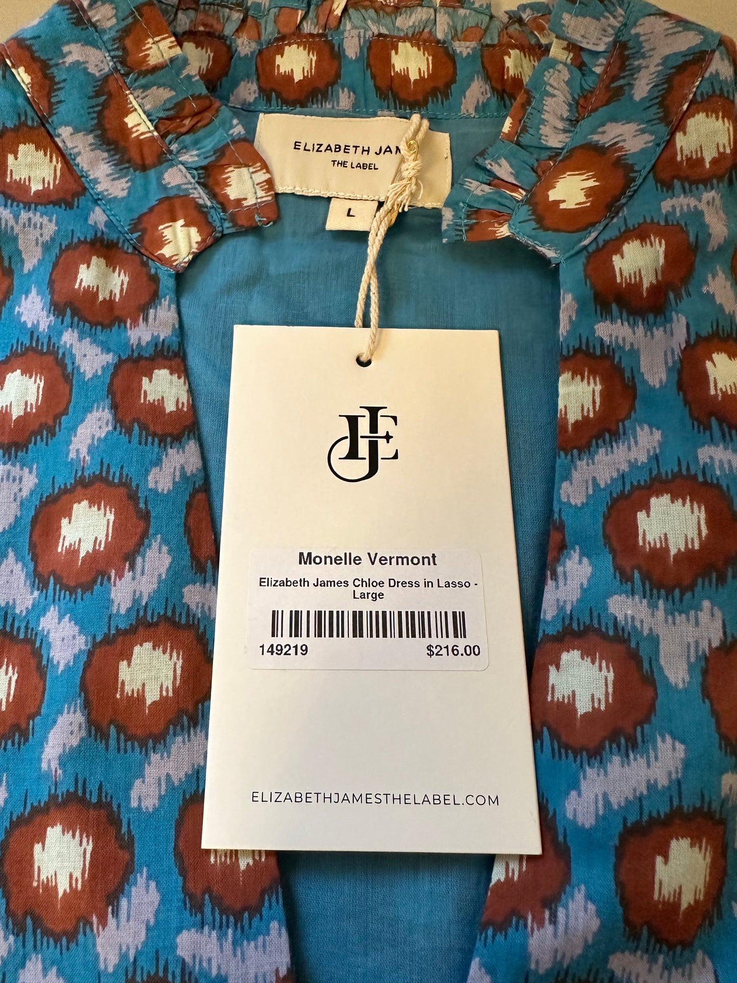 NWT Elizabeth James The Label Chloe Dress in Mini Lasso | Size Large