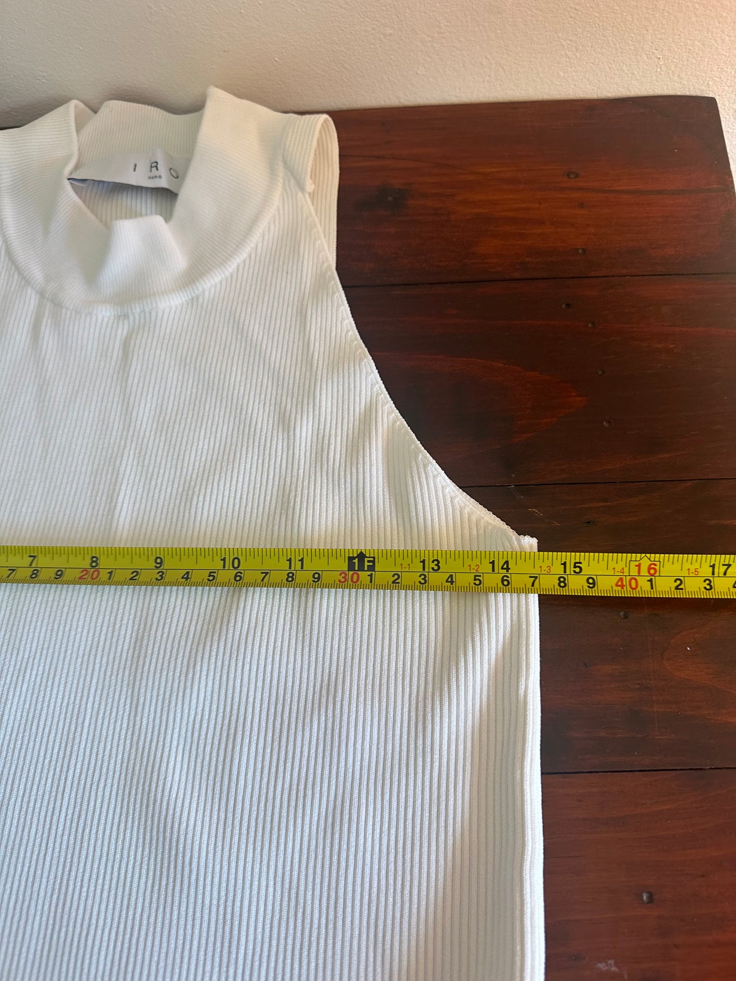 IRO Paris Alexia White Ribbed Sleeveless Top - Size XL