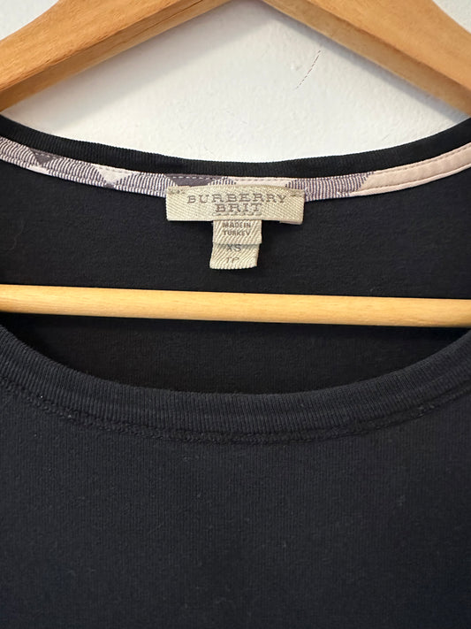 Burberry Brit Black 3/4 Sleeve Crew Neck T-Shirt - Size XS
