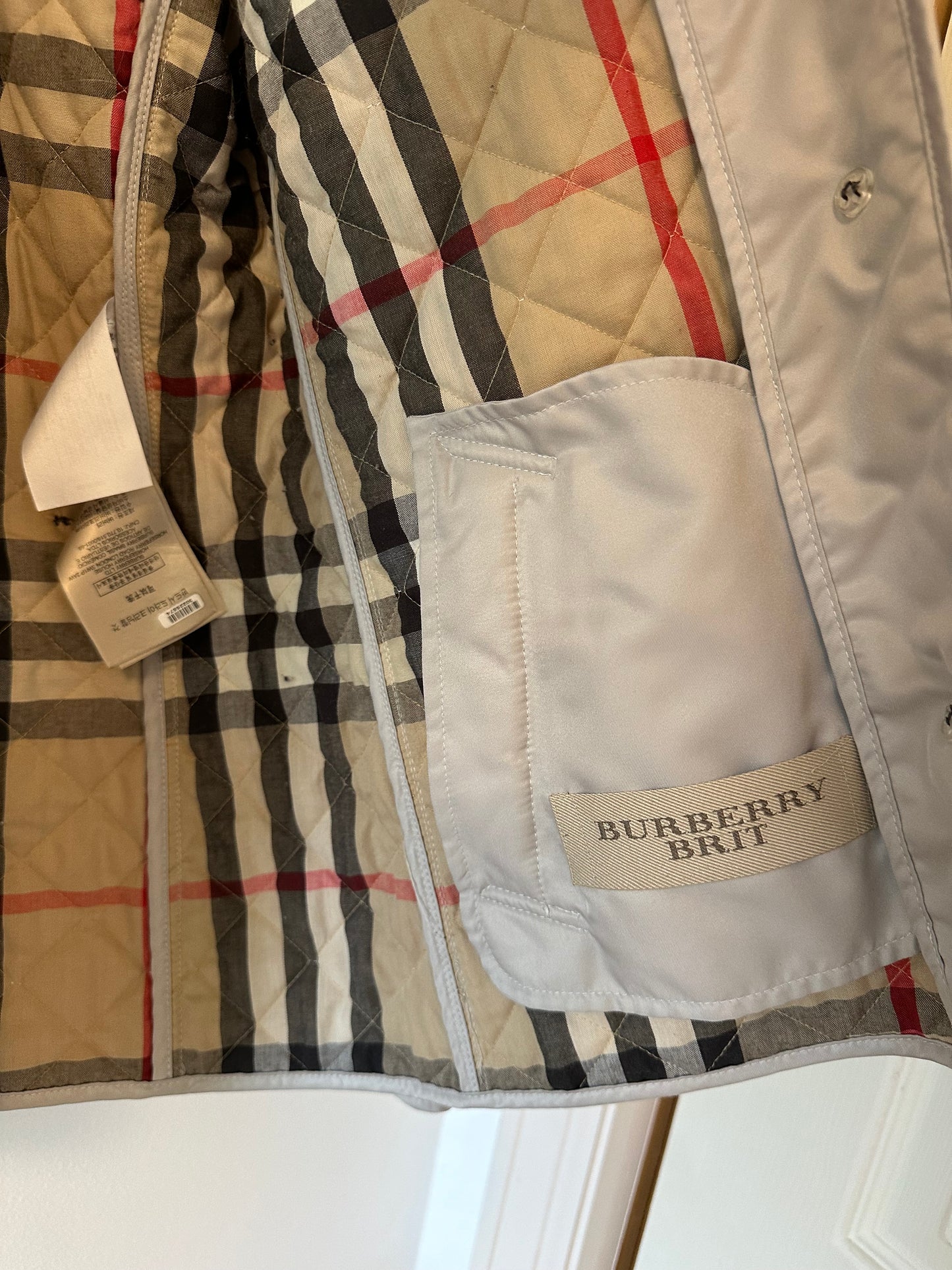 Burberry Brit Classic Quilted Beige Jacket - Size Medium