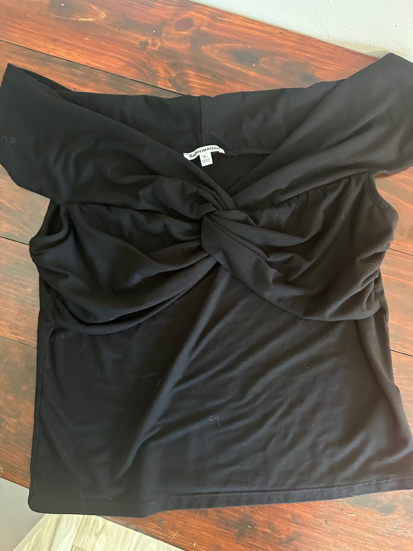 Reformation Ezlynn Knit Top in Black - Size XL