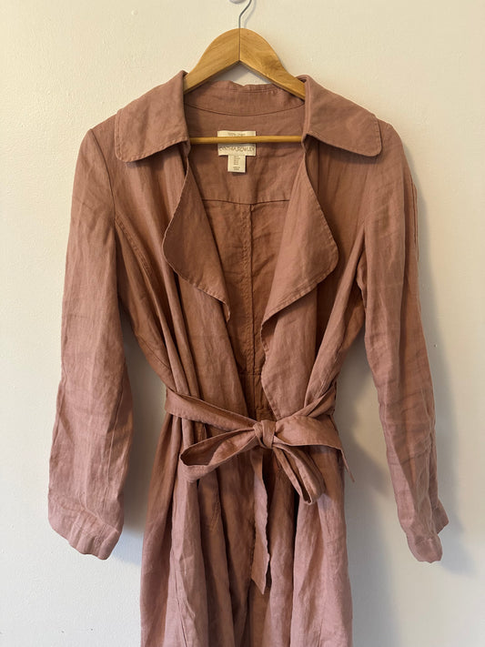 Cynthia Rowley Dusty Rose Linen Trench Coat | Size Small