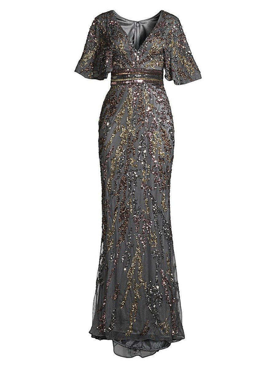 Mac Duggal Embellished Cape Sleeve Gown - Size 10